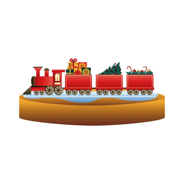 Μικρό τρένο χριστουγεννιάτικο παιχνίδι εικονίδιο — Διανυσματικό Αρχείο