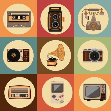 bir demet retro set aygıtı