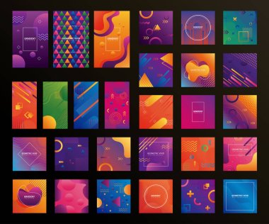 bundle of twenty eight geometric vivid backgrounds clipart