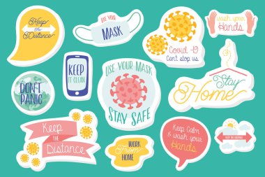 Yeşil arkaplanda kampanya harfleri ve simgeleri