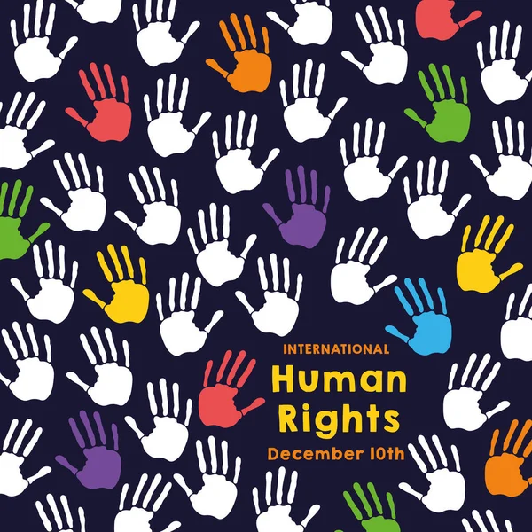 Nápis kampaně za lidská práva s barevným vzorem pro tisk rukou — Stockový vektor