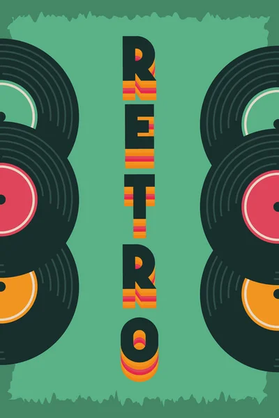 Poster im Retro-Stil mit Schallplatten — Stockvektor