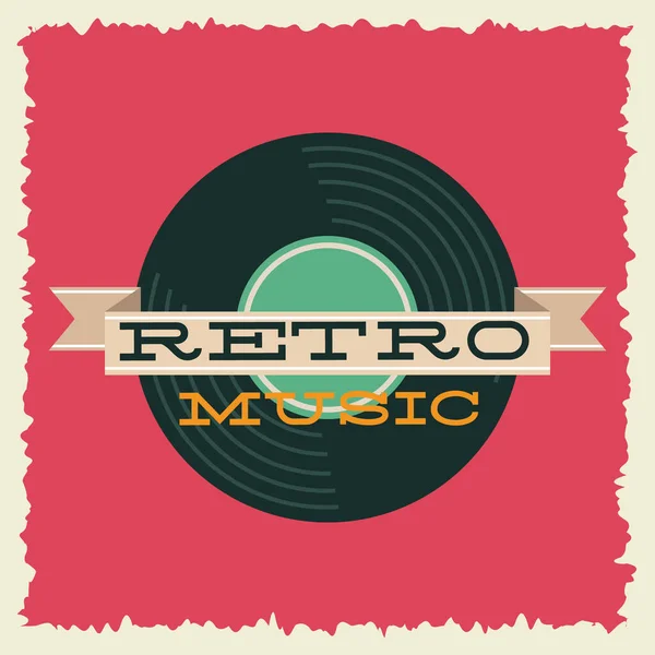 Music poster retro style with vinyl disk — Stock Vector
