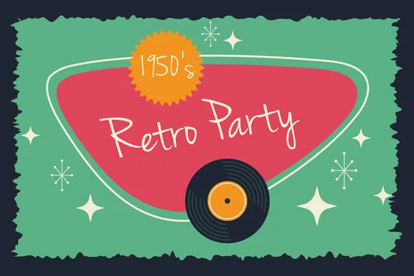 Вечірка в ретро стилі плакат з вініловим диском — стоковий вектор