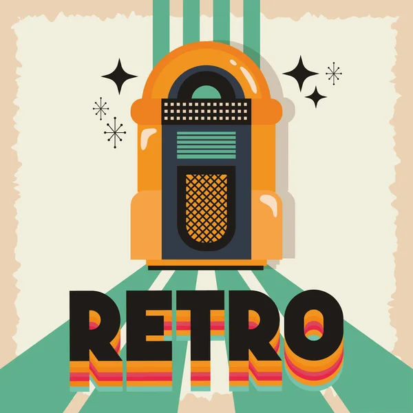 Poster retro style with music jukebox — Stock Vector