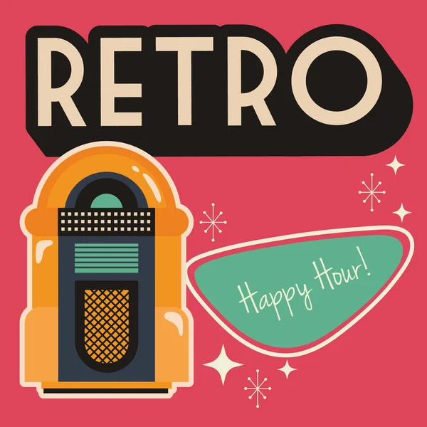 Plakát retro styl s hudbou jukebox — Stockový vektor