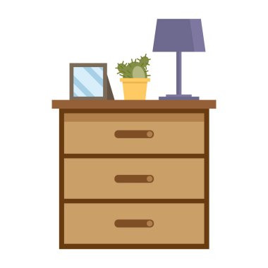 ev yapımı kaktüs ve lamba mobilya vektör tasarımında