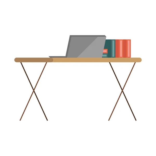 Laptop e livros sobre design de vetor de mesa — Vetor de Stock