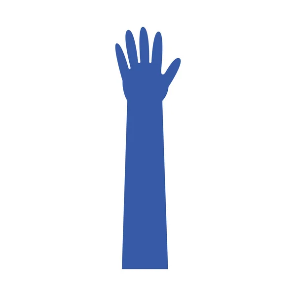 Mão humana cor da pintura azul — Vetor de Stock