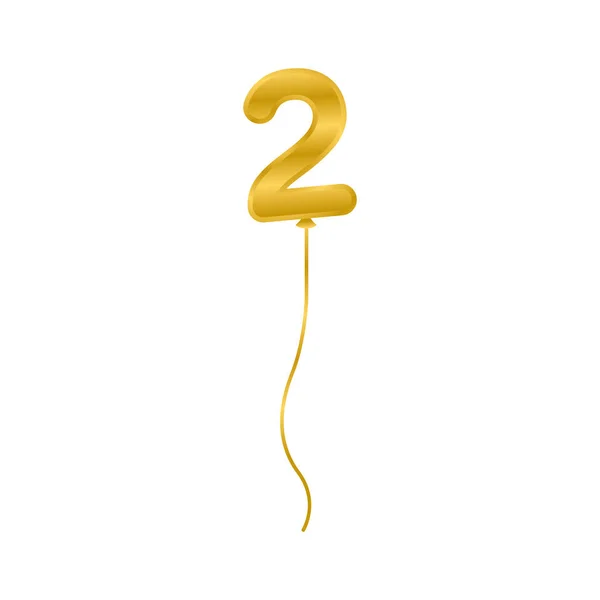 Gouden ballon helium nummer twee drijvend — Stockvector