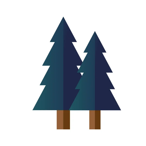 Pines trees plants forest isolated icon — Stock Vector