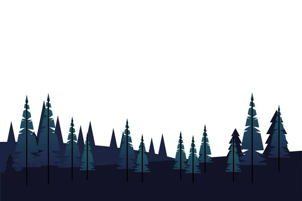 Χειμερινή εποχή τοπίο σκηνή με πεύκα δάσος — Διανυσματικό Αρχείο