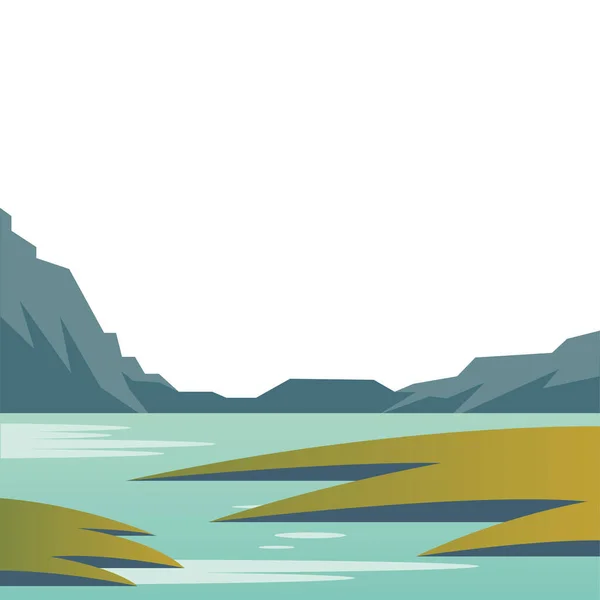 Beautiful landscape scene with lake — Stock Vector