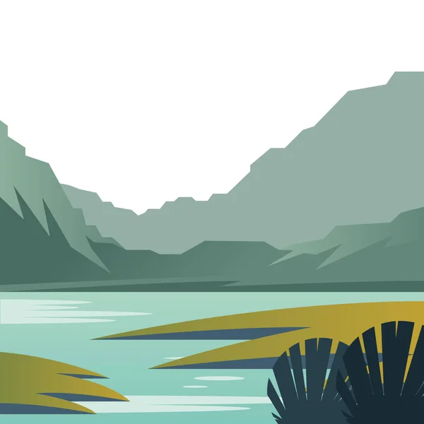 Hermosa escena de paisaje con lago — Vector de stock