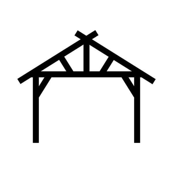 Ícone isolado de manjedoura estável de madeira — Vetor de Stock