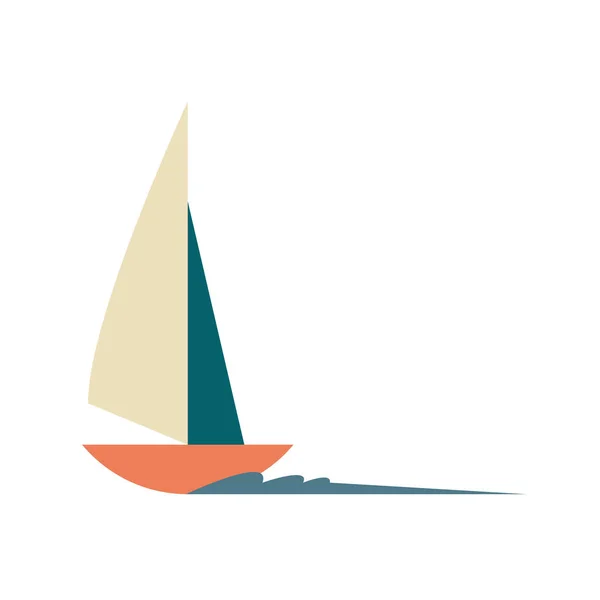 Sailboat ship surfing isolated icon — Stock Vector