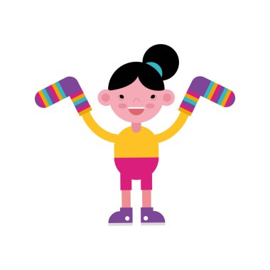 Çoraplı kız çift renkli çizgili sembol