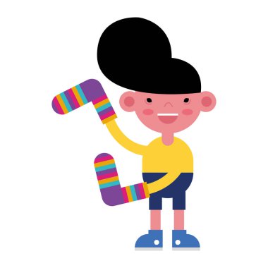 Çoraplı çocuk çizgili bir sembol.