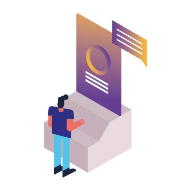 Makine teknolojisi simgesi kullanan adam