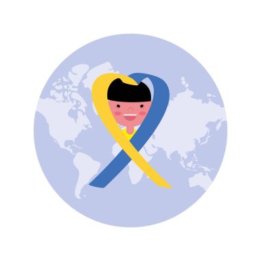 Sendromlu çocuk Dünya Gezegeni ile kurdele kampanyası yapıyor.