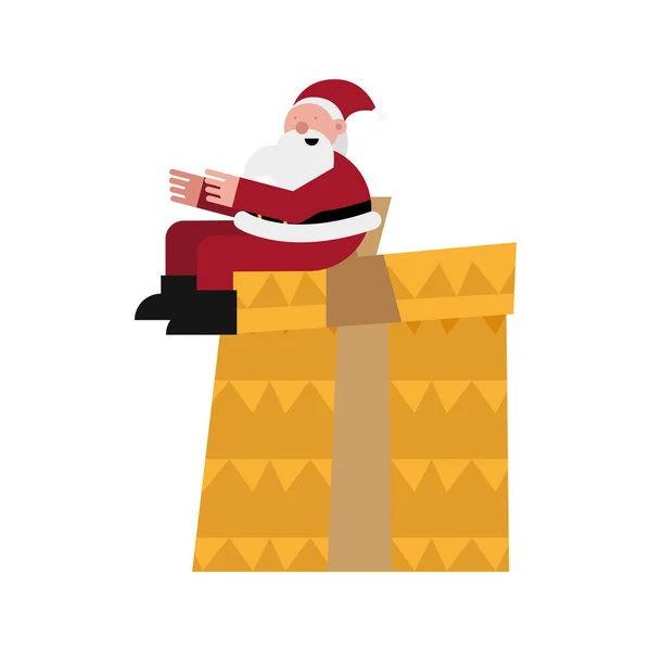 Рождественский Санта Клаус, сидящий в подарок — стоковый вектор