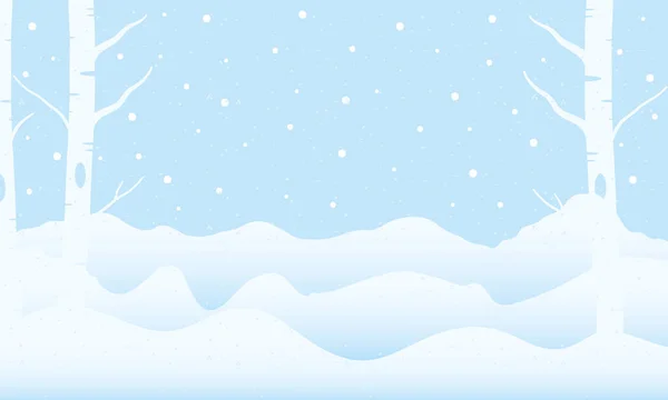 Paisaje de nieve escena estacional con árboles fozen — Vector de stock