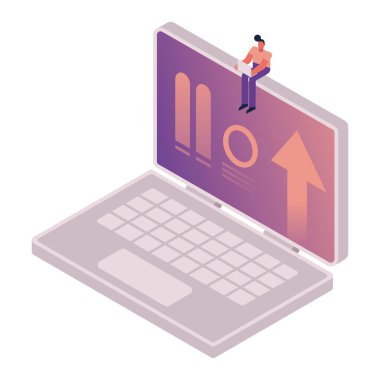 Bilgisayarda oturan dizüstü bilgisayar kullanan adam