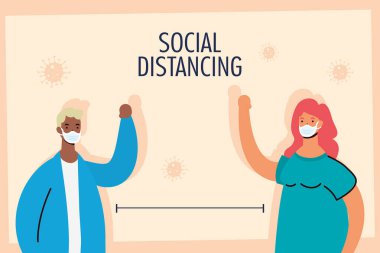 Irklar arası çift, sosyal mesafeli karakterler üzerinde çalışıyor.