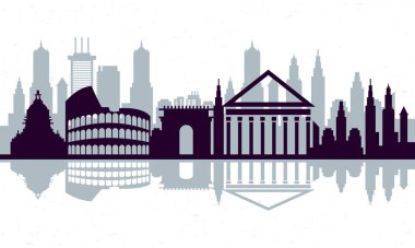 Roma şehrinin ufuk çizgisi sahne simgesi