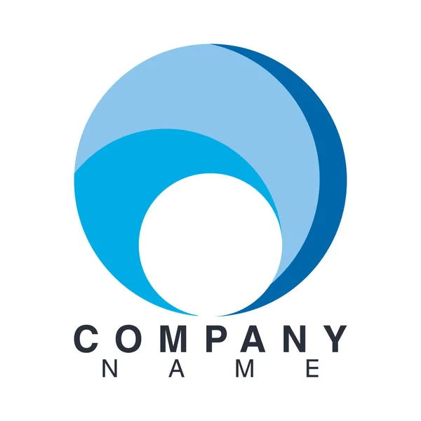 Company name emblem with blue circle — Stock Vector