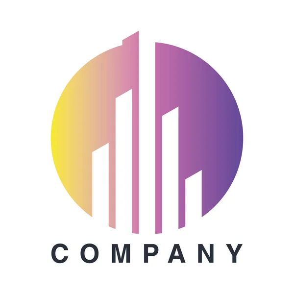Emblème de l'entreprise avec cercle violet — Image vectorielle
