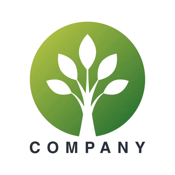 Emblème de l'entreprise avec arbre en cercle vert — Image vectorielle