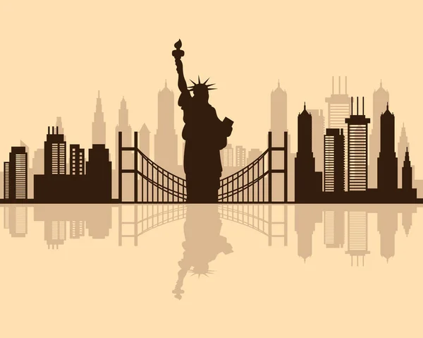 Paysage urbain new york skyline scène icône — Image vectorielle
