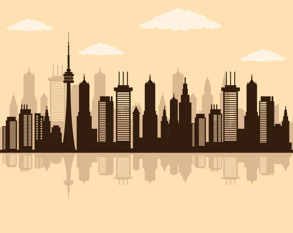 Stadsbild skyline scen siluett ikon — Stock vektor