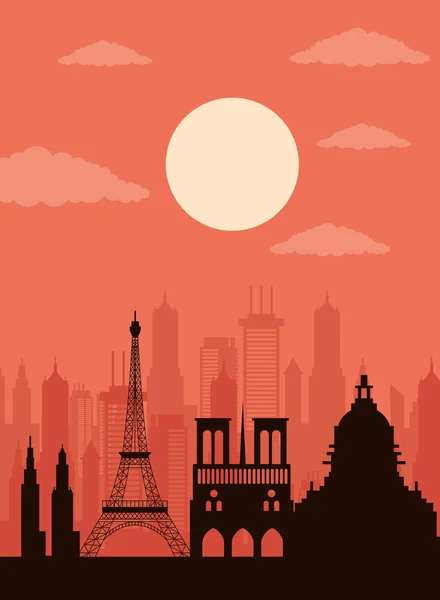 Városkép Párizs városkép jelenet ikon — Stock Vector