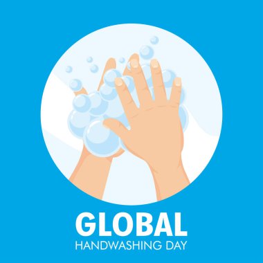 Harflerle ve dairesel çerçeveli köpüklerle küresel temizlik günü kampanyası