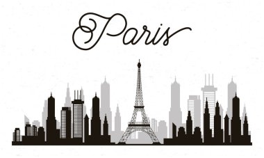 Şehir manzarası Paris ufuk çizgisi sahne simgesi