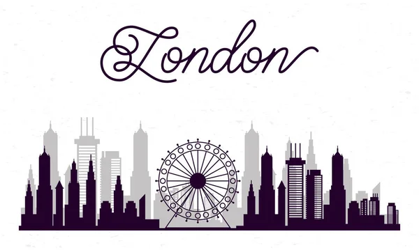 伦敦城市景观天际线场景图标 — 图库矢量图片