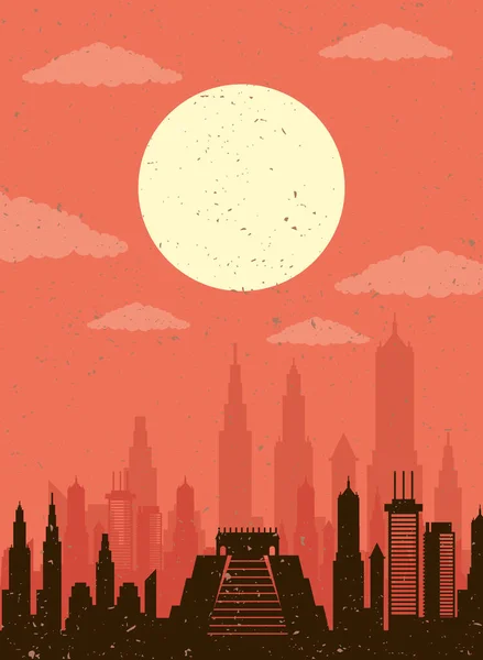Stadsbild mexico skyline scen ikon — Stock vektor