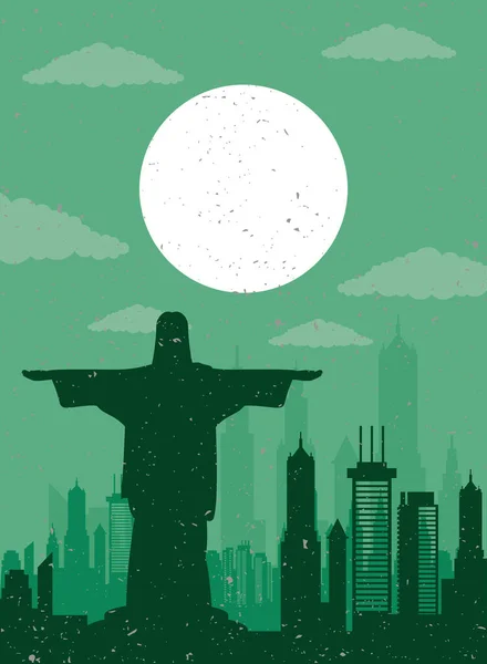 Stadsbild brazil skyline scen ikon — Stock vektor
