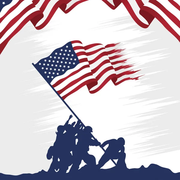 Askerlerin bayrağımızı kaldırdığı mutlu gaziler günü kartı.