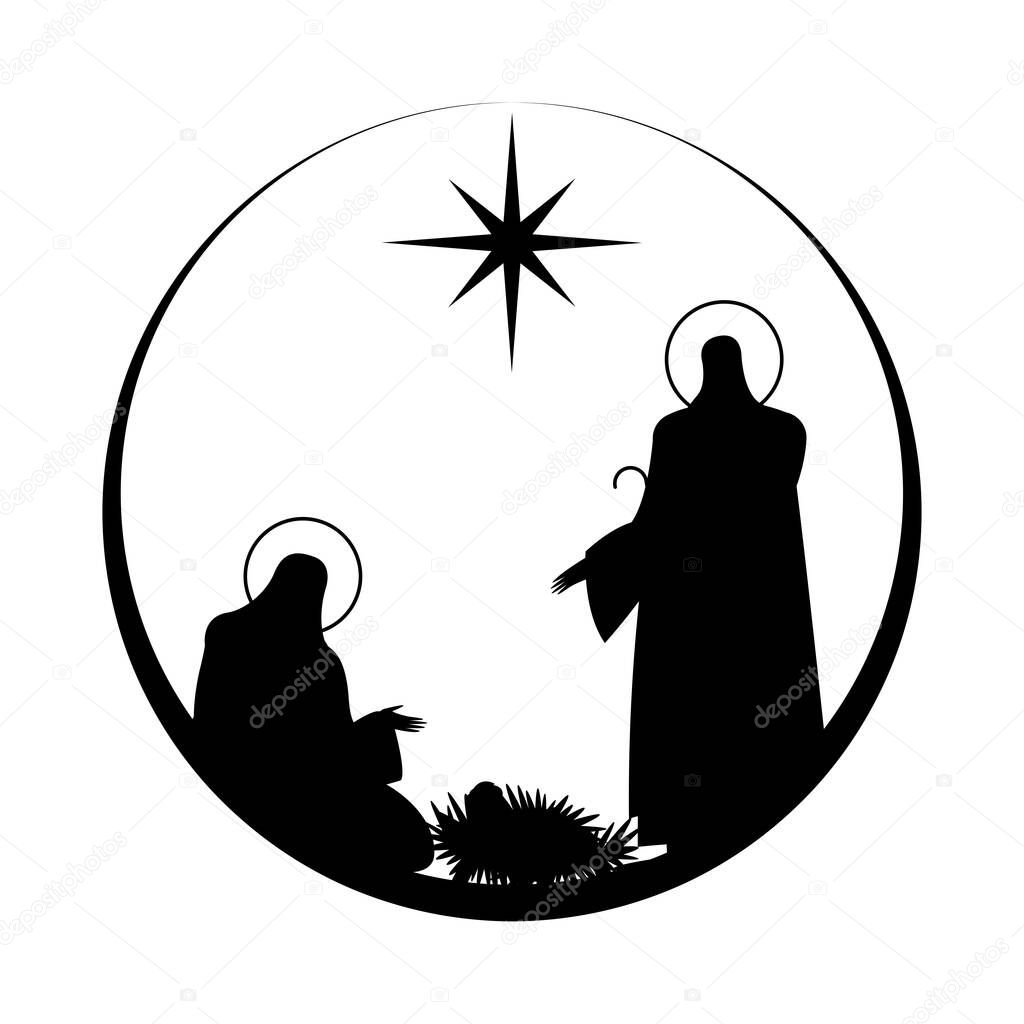 holy family mangers characters black silhouettes