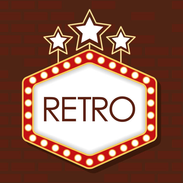 retro Light hexagon figure frame with stars in wall