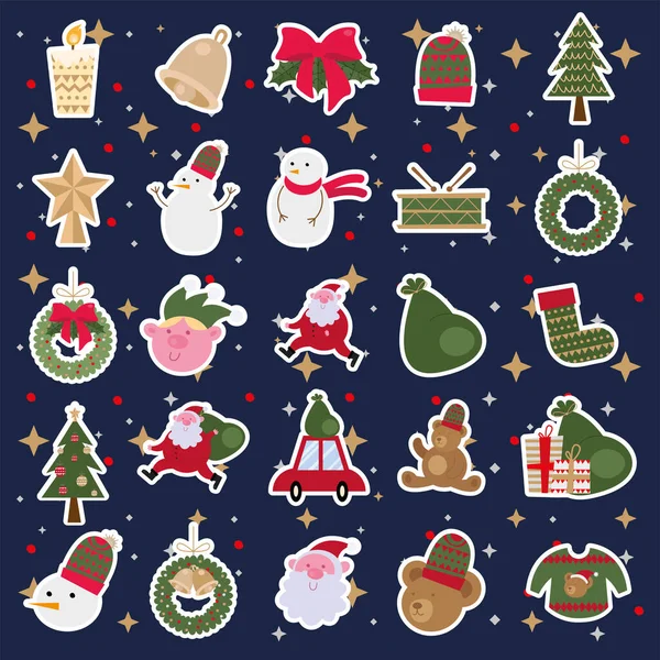 Pacote de vinte e cinco ícones de Feliz Natal — Vetor de Stock