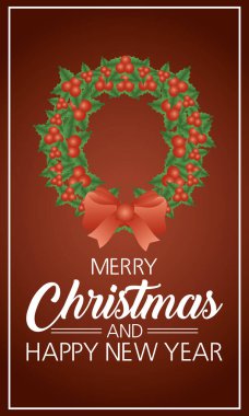 Mutlu noeller ve çelenkli yeni yıl kartı ve selamlama