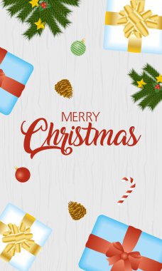 Mutlu noel kartları, hediyeler ve kuru meyveler