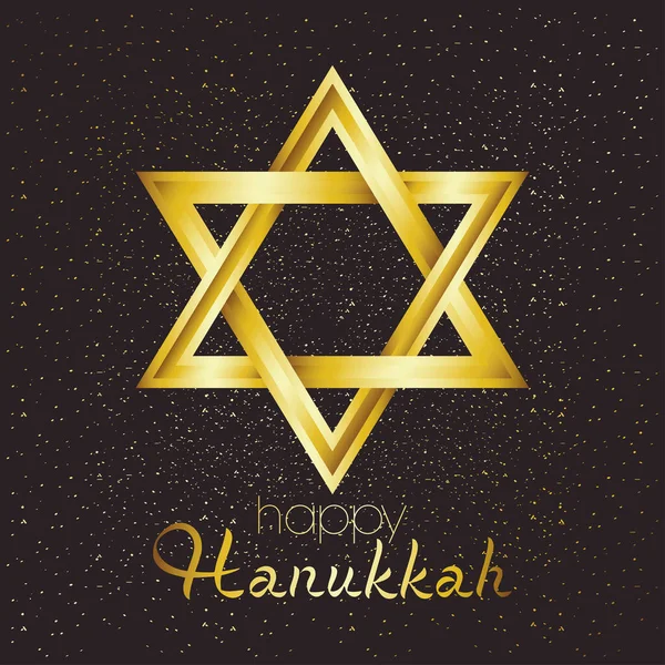 Cartão de celebração feliz hanukkah com estrela dourada —  Vetores de Stock