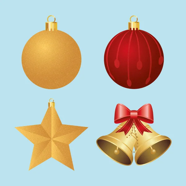 Joyeux Noël boules et cloches — Image vectorielle