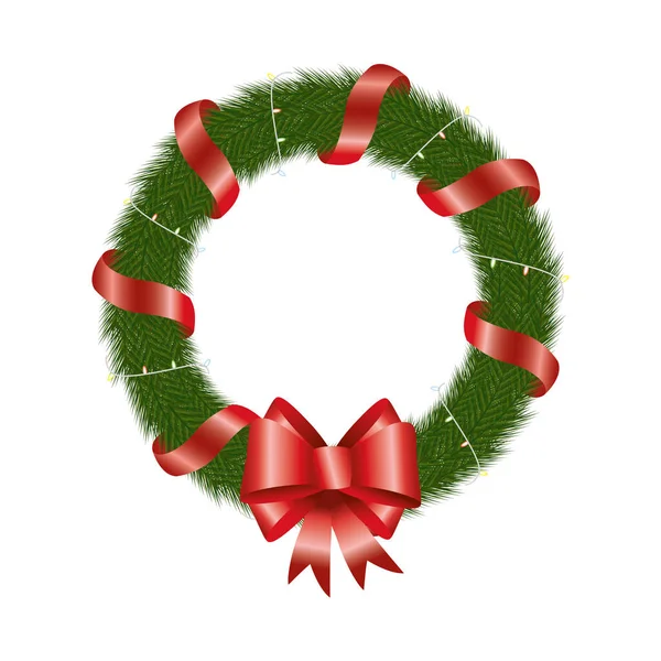 Happy merry christmas wreath crown — Stock Vector