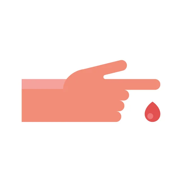 Finger dengan darah drop ikon gaya datar - Stok Vektor